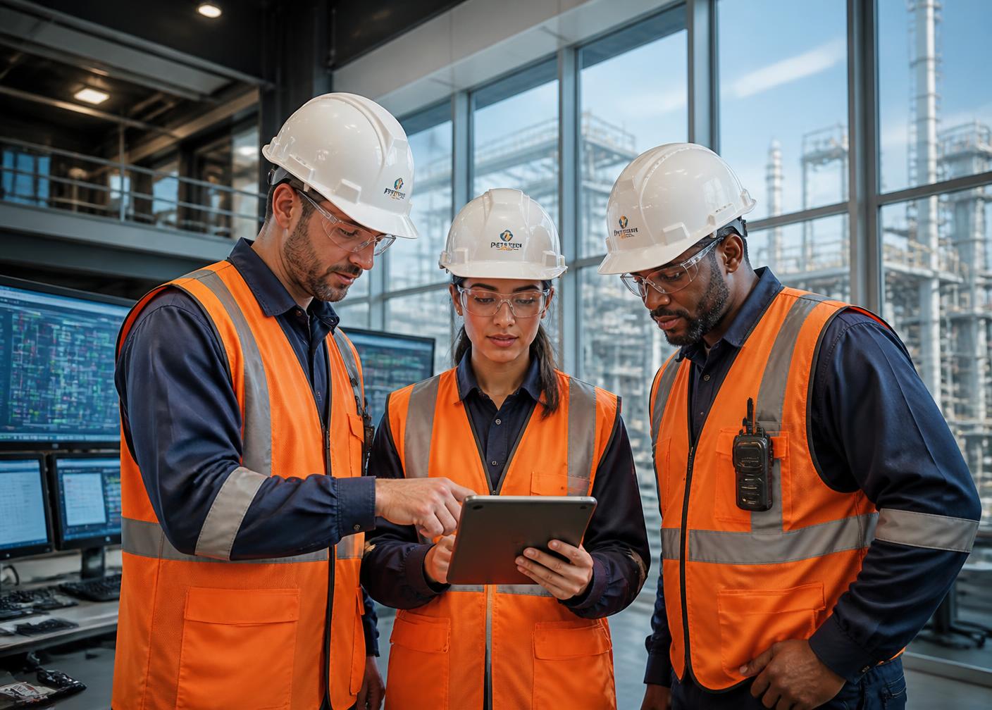 Granite Oilfield Services engineers reviewing plant data on site